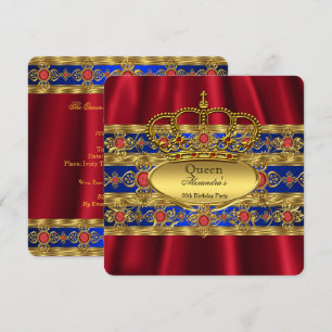 Convites Rainha Rei Príncipe Real Azul Regal Vermelho Coroa
