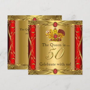 Convites Rainha Rei Real Vermelho Dourado 50º Festa de Aniv