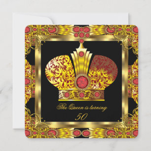 Convites Rainha Rei Real Vermelho Dourado Festa de Aniversá
