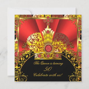 Convites Rainha Rei Real Vermelho Ouro Festa de Aniversário