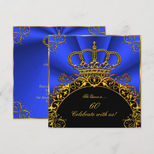 Convites Rainha Rei Regal Ouro Azul Real Festa de Aniversár