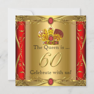 Convites Rainha Rei Regal Vermelho Dourado Festa de 60 Anos