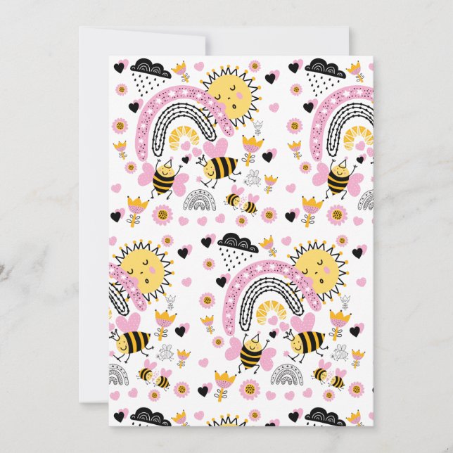 Convites Rainhas Bees Bonitas BFF, Menina, Presentes Rosa (Frente)