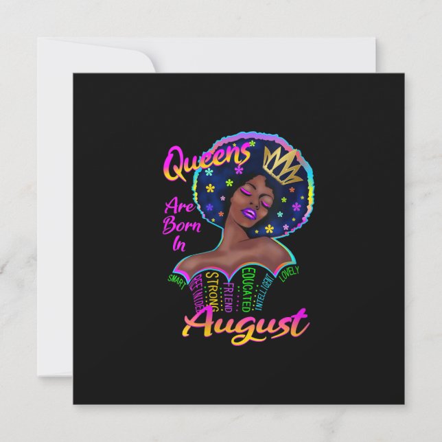 Convites Rainhas Mulheres Nascem Em Agosto Aniversário Pret (Frente)