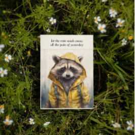 Convites Rainy Day, capa de chuva amarela raccoon personali