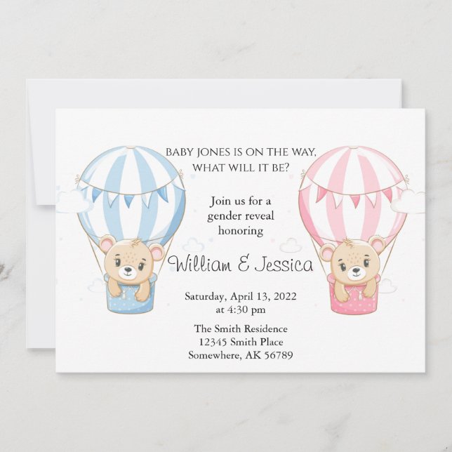 Convites Raio de Teddy Bear Ar Quente - Revolução de Gênero (Frente)