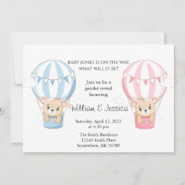 Convites Raio de Teddy Bear Ar Quente - Revolução de Gênero