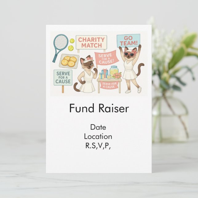 Convites Raiser de Fundo de tênis para Cat Lovers (Em pé/Frente)