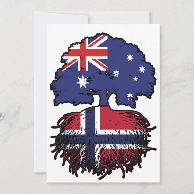 Convites Raízes de Árvore da Austrália Australiana noruegue (Frente)