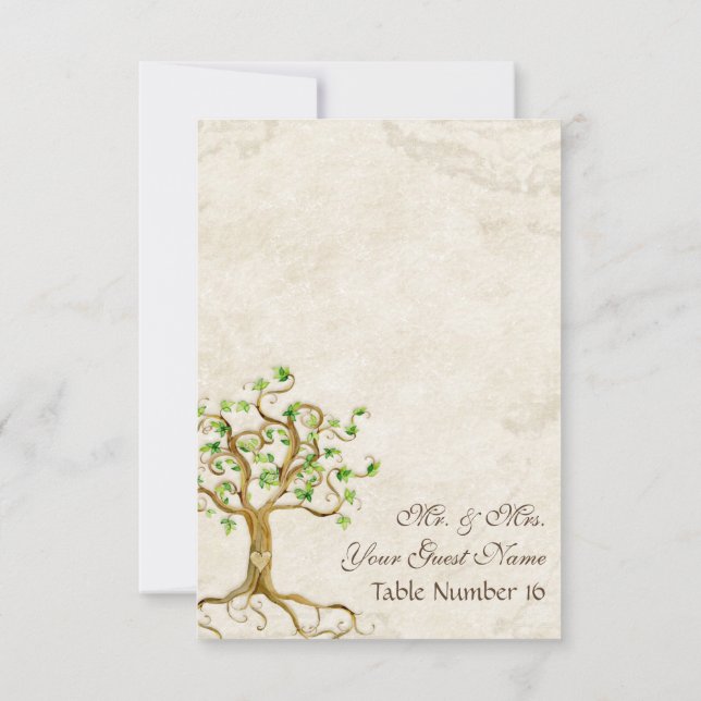 Convites Raízes de Árvore Enroladas Número de Mesa Pergamin (Verso)