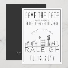 Convites Raleigh Wedding | Skyline Estilizado Salvar a Data