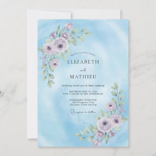 Convites Rama de Ámbar Periwinkle Eucalipto Casamento