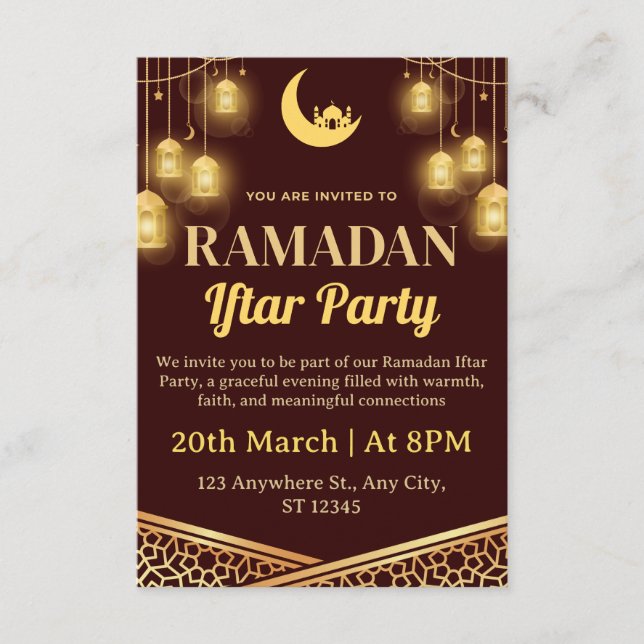 Convites Ramadan Iftar Invitation Card (Frente)