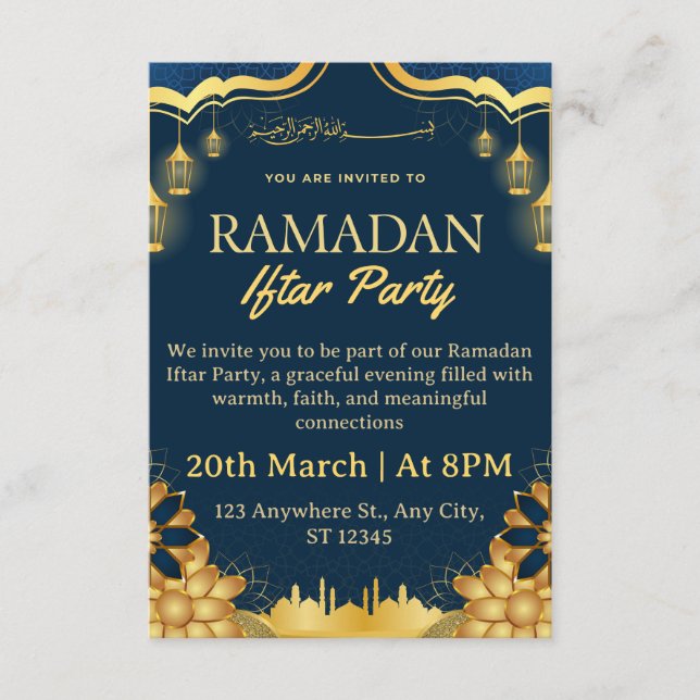 Convites Ramadan Iftar Invitation Card (Frente)