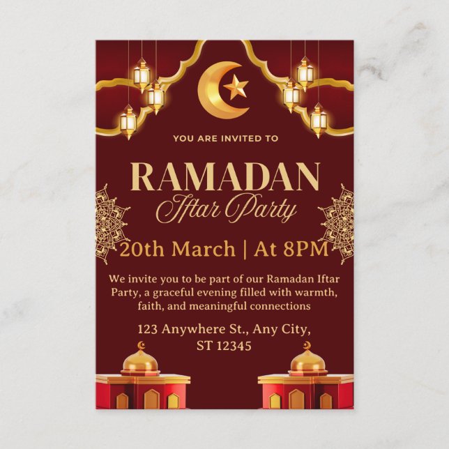Convites Ramadan Iftar Invitation Card (Frente)
