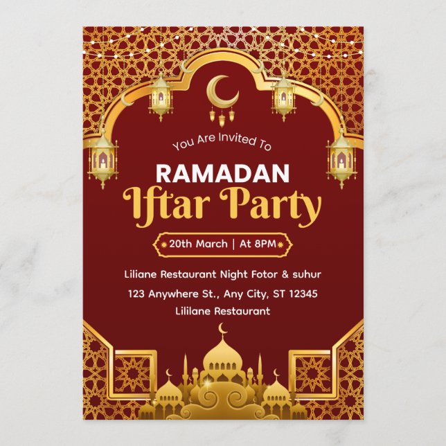 Convites Ramadan Iftar Invitation Card (Frente)
