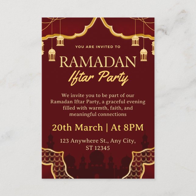 Convites Ramadan Iftar Invitation Card (Frente)