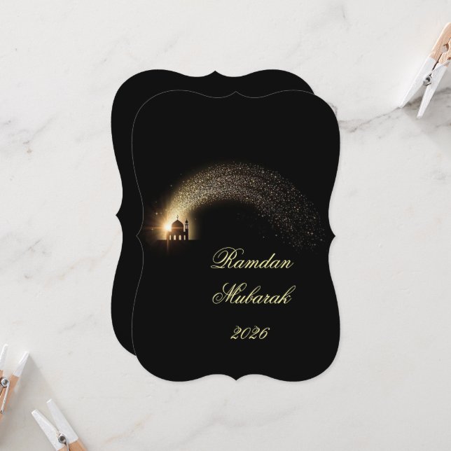 Convites Ramadan Mubarak 2026 personalized  Elegant Card  (Frente/Verso In Situ)