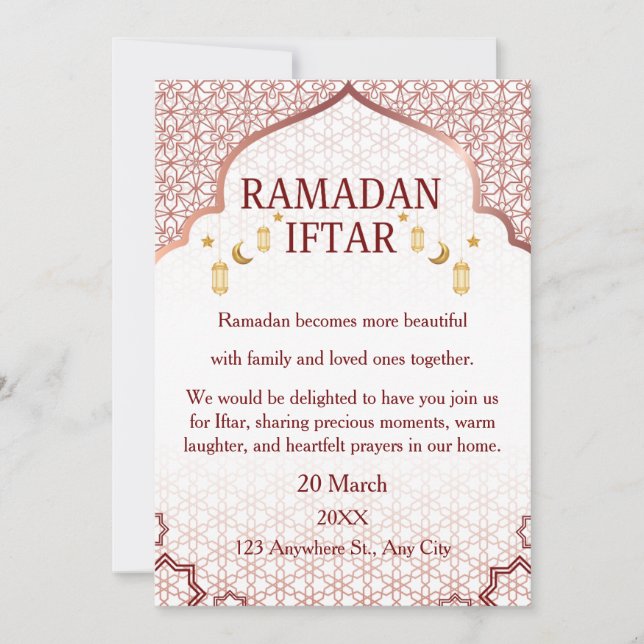 Convites Ramadan Mubarak – Iftar Familiar Elegante (Frente)