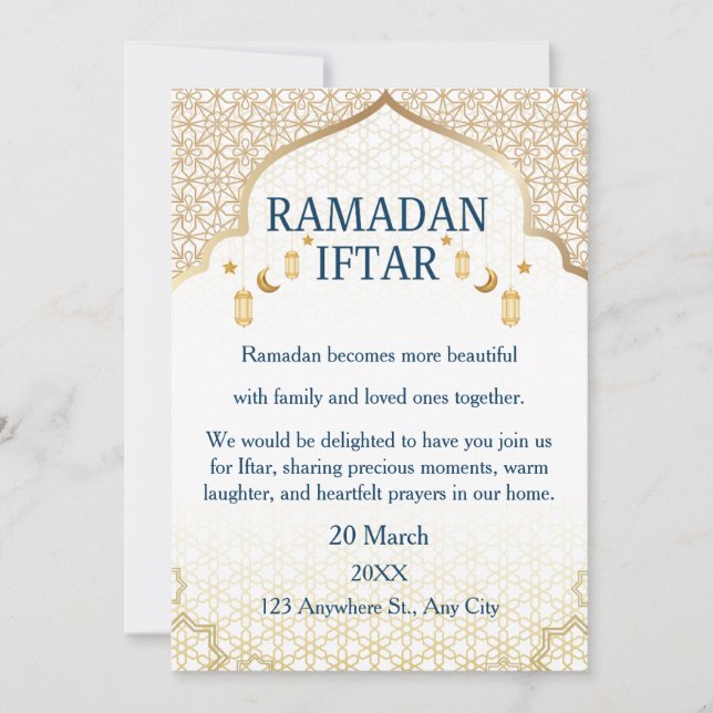 Convites Ramadan Mubarak – Iftar Familiar Elegante (Frente)