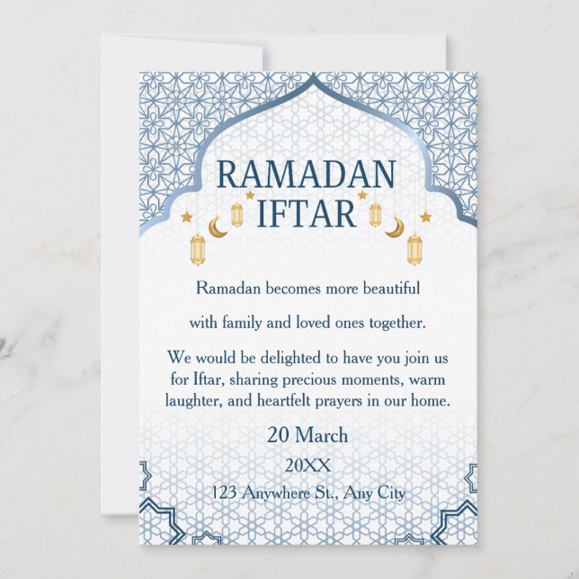 Convites Ramadan Mubarak – Iftar Familiar Elegante (Frente)