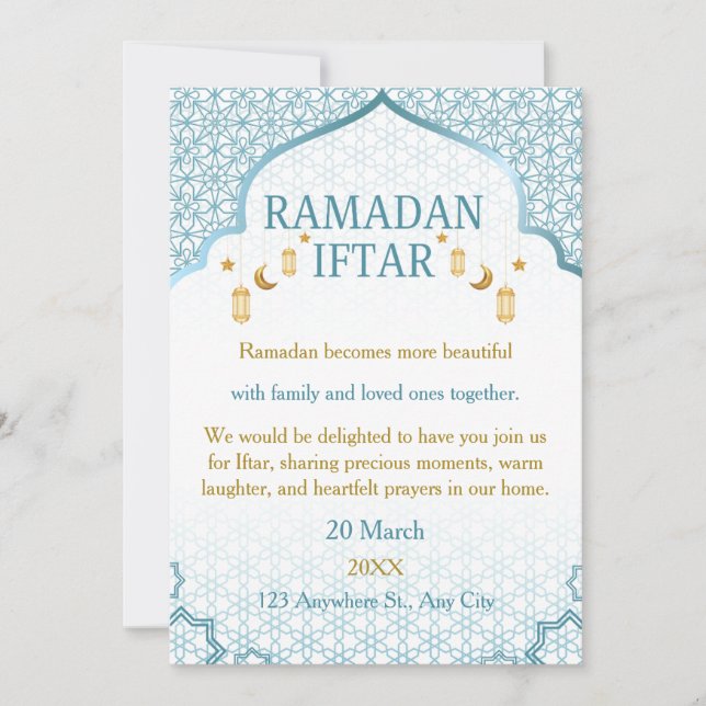 Convites Ramadan Mubarak Invitations – Elegant Family Iftar (Frente)