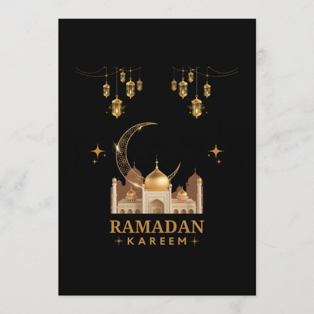Convites Ramadão Kareem Floral Dourada Celebração (Frente)