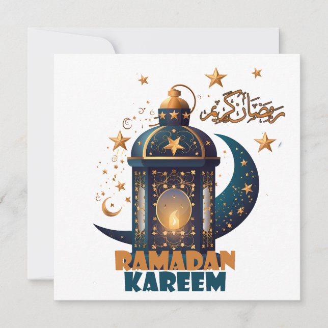Convites Ramadão Kareem Mubarak Lanterna ramadão 2024 (Frente)