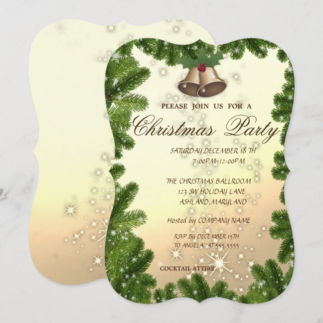 Convites Ramais de Árvore,Bell,Festa de Natal da Companhia (Frente/Verso)