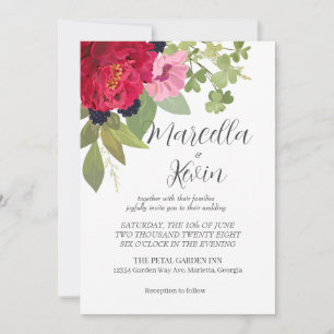 Convites Ramalhete de Noiva de Jardim Floral Brilhante e Co