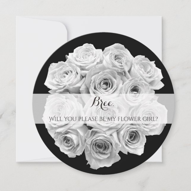 Convites Ramalhete de Rosas Você Será Minha Dama de Flores  (Frente)