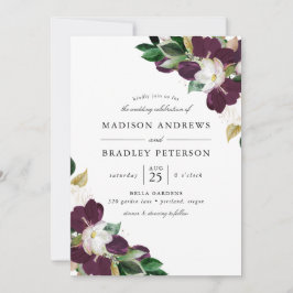 Convites Ramalhetes Florais de Ameixa Escura | Casamento
