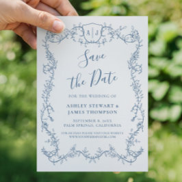 Convites Rambling Rose Steel Blue Casamento Salve a Data