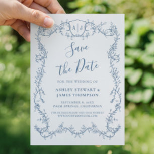 Convites Rambling Rose Steel Blue Casamento Salve a Data