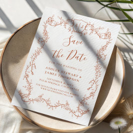 Convites Rambling Rose Terracotta Casamento Save the Date