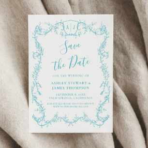 Convites Rambling Rose Turquesa Casamento Salve a Data