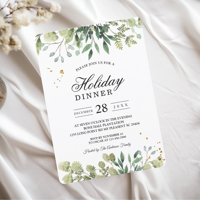 Convites Ramificação de Folhas Verdes Modernas em Aquarela (Criador carregado)