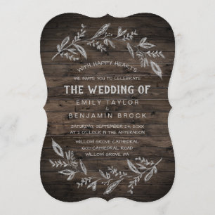 Convites Ramificações Curvas   Madeira Casamento De