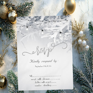 Convites Ramificações de Neve de Inverno RSVP de Casamento