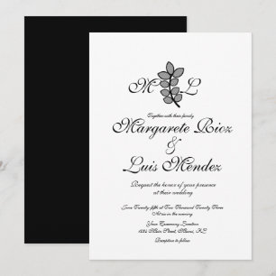 Convites Ramo Botânico Caligrafia Monogramada Casamento 