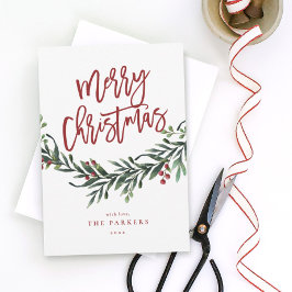 Convites Ramo de feliz natal em letra cursiva não foto feri