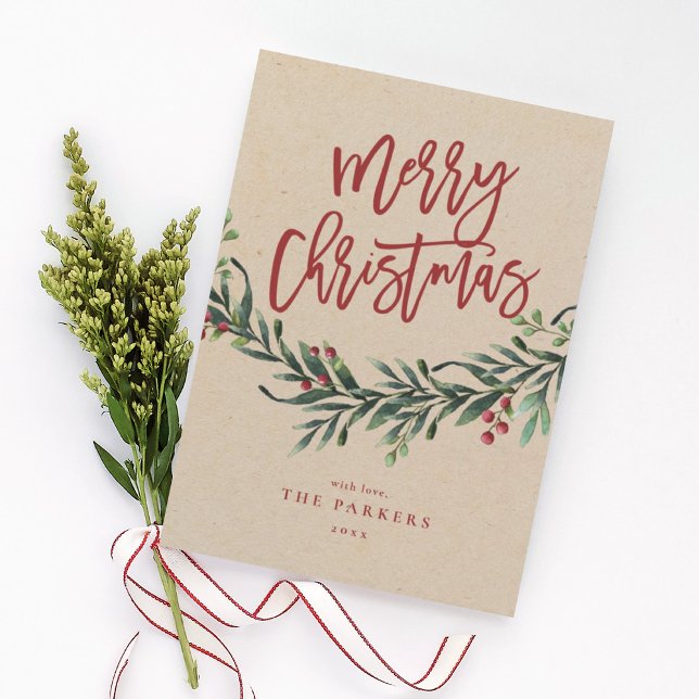 Convites Ramo de feliz natal script não foto feriado em (Criador carregado)