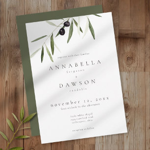 Convites Ramo de Oliveira Aquarela Casamento Minimalista El