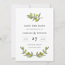 Convites Ramo de Olividade Moderna Salvar data