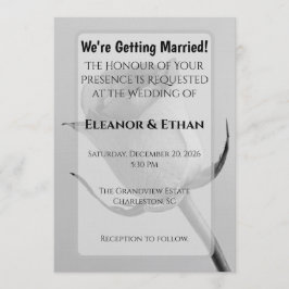 Convites Ramo de Rosa Preta e Branca Minimalista Artística