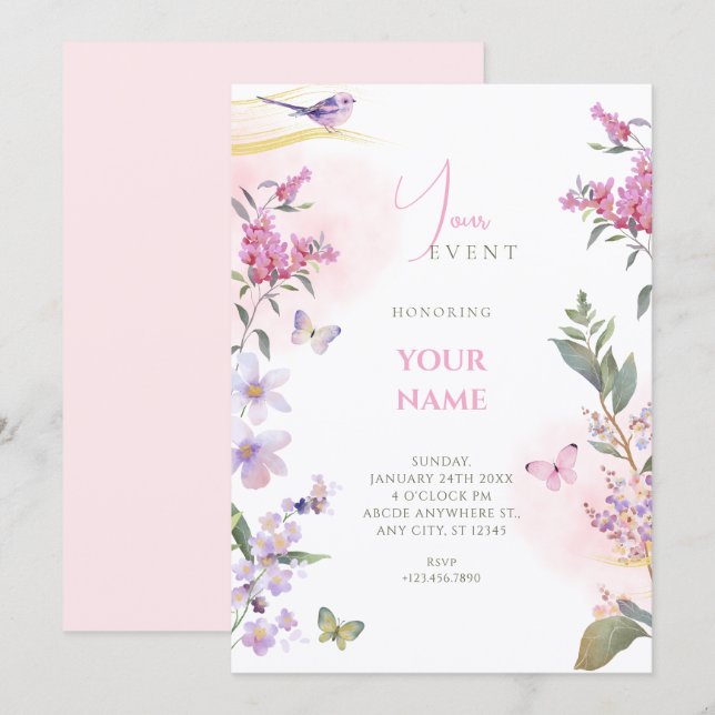 Convites Ramo floral  (Frente/Verso)