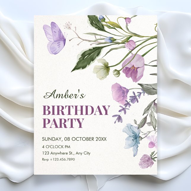 Convites ramo floral de aniversário (Criador carregado)