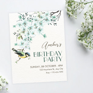 Convites Ramo floral pássaro primavera aniversário