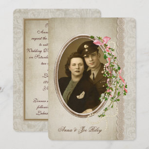 Convites Ramo Renovação-floral do voto no quadro oval da