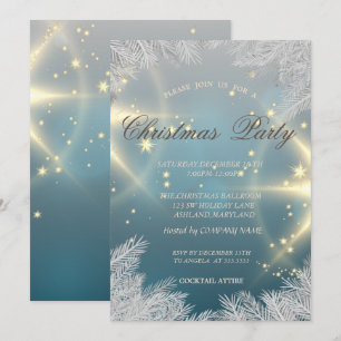 Convites Ramos de Árvore de Natal Prateados, Festa Corporat